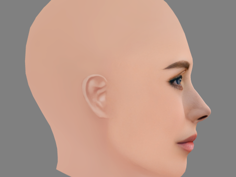 Alison Brie Head - Saçsız - Oyun için düşük poli kafa 3D Model