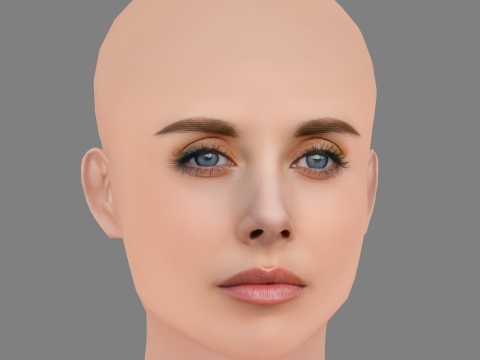 Alison Brie Head - Saçsız - Oyun için düşük poli kafa 3D Model
