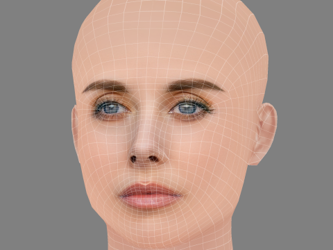 Alison Brie Head - Saçsız - Oyun için düşük poli kafa 3D Model