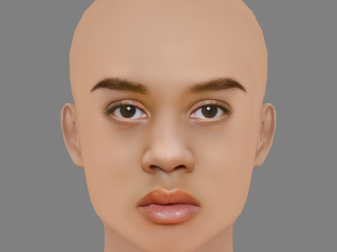 Ama Lou Head - No Hair - 게임용 로우 폴리 헤드 3D 모델