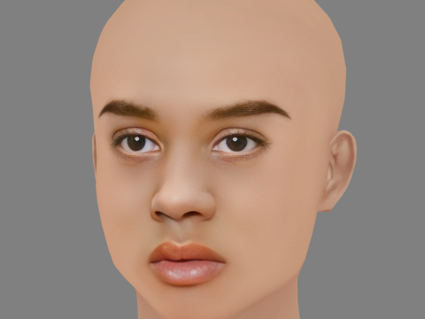 Ama Lou Head - No Hair - 게임용 로우 폴리 헤드 3D 모델