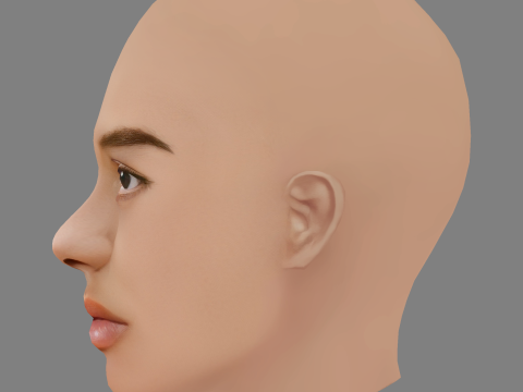 Ama Lou Head - No Hair - 게임용 로우 폴리 헤드 3D 모델