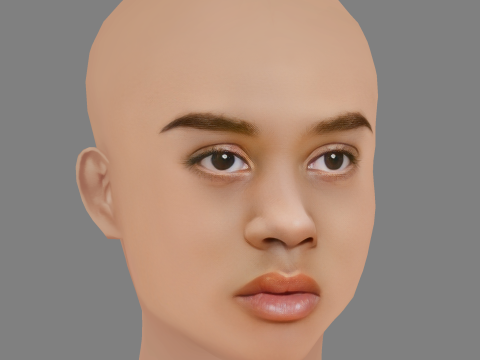 Ama Lou Head - No Hair - 게임용 로우 폴리 헤드 3D 모델