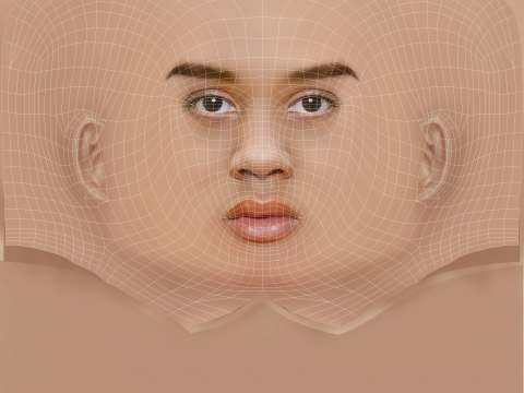 Ama Lou Head - No Hair - 게임용 로우 폴리 헤드 3D 모델