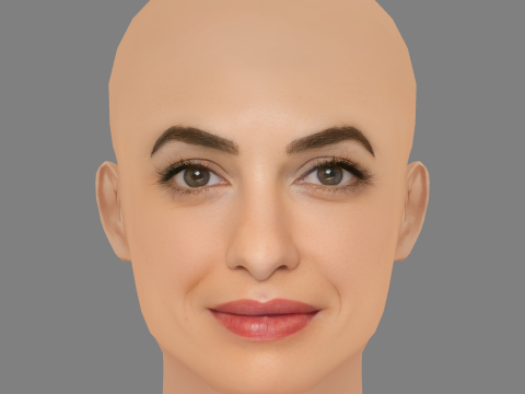 Amal Clooney Head - No Hair - Tête low poly pour le jeu Modèle 3D