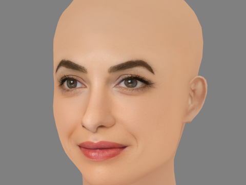 Amal Clooney Head - No Hair - Tête low poly pour le jeu Modèle 3D