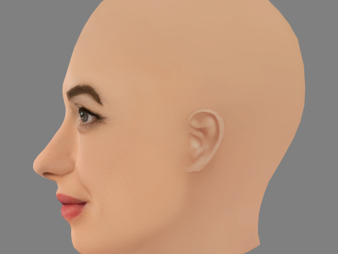 Amal Clooney Head - No Hair - Tête low poly pour le jeu Modèle 3D