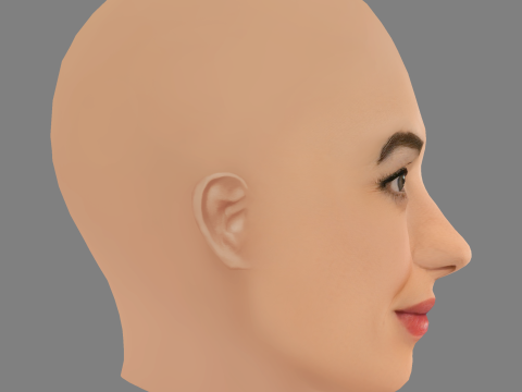 Amal Clooney Head - No Hair - Tête low poly pour le jeu Modèle 3D