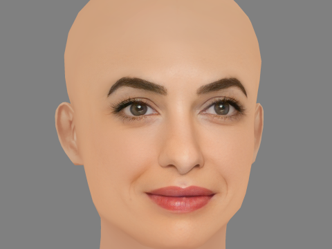 Amal Clooney Head - No Hair - Tête low poly pour le jeu Modèle 3D