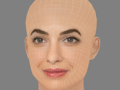 Amal Clooney Head - No Hair - Tête low poly pour le jeu Modèle 3D