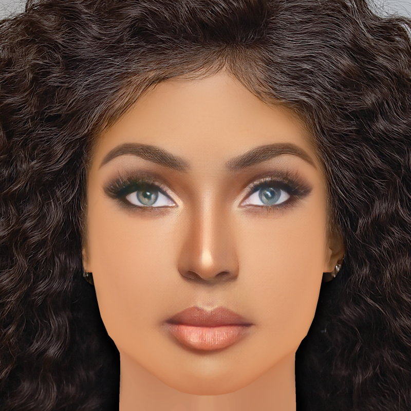 Amara La Negra ヘッド - 髪なし - ゲーム用の低ポリヘッド 3Dモデル .c4d .max .obj .3ds .fbx .stl .blend 