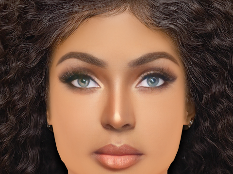 Amara La Negra Head - 无头发 - 低聚游戏头 3D 模型