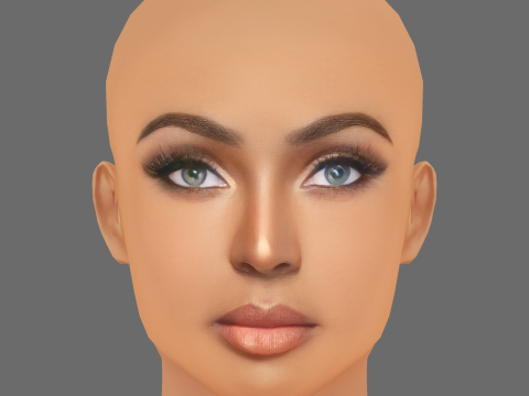 Amara La Negra ヘッド - 髪なし - ゲーム用の低ポリヘッド 3Dモデル