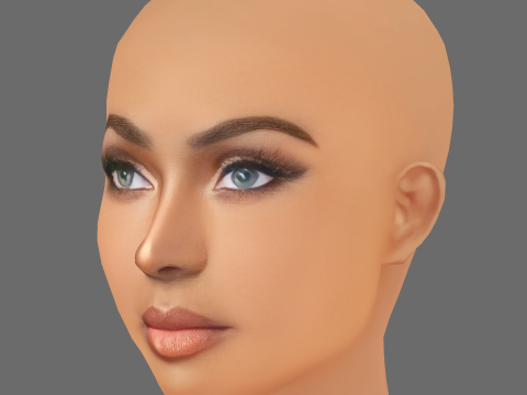 Amara La Negra ヘッド - 髪なし - ゲーム用の低ポリヘッド 3Dモデル