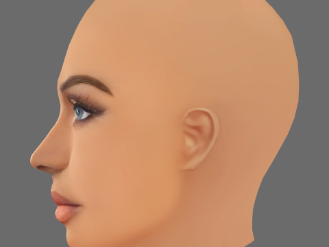 Amara La Negra ヘッド - 髪なし - ゲーム用の低ポリヘッド 3Dモデル