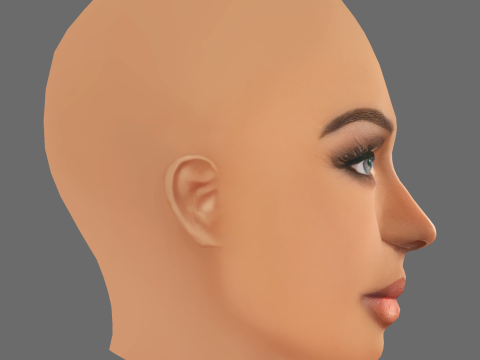 Amara La Negra ヘッド - 髪なし - ゲーム用の低ポリヘッド 3Dモデル