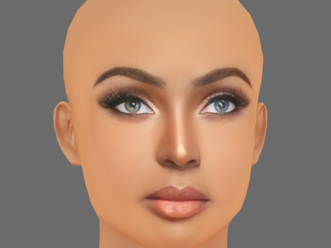 Amara La Negra ヘッド - 髪なし - ゲーム用の低ポリヘッド 3Dモデル