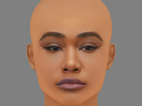 Amber Mark Head - Tanpa Rambut - Kepala poli rendah untuk permainan Model 3D