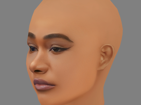 Amber Mark Head - Tanpa Rambut - Kepala poli rendah untuk permainan Model 3D
