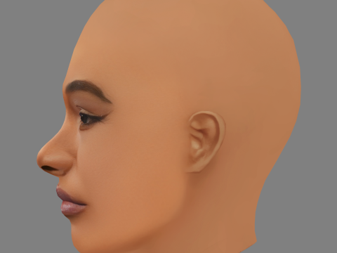 Amber Mark Head - Tanpa Rambut - Kepala poli rendah untuk permainan Model 3D