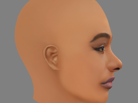 Amber Mark Head - Tanpa Rambut - Kepala poli rendah untuk permainan Model 3D