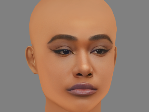 Amber Mark Head - Tanpa Rambut - Kepala poli rendah untuk permainan Model 3D