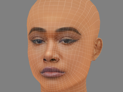 Amber Mark Head - Tanpa Rambut - Kepala poli rendah untuk permainan Model 3D