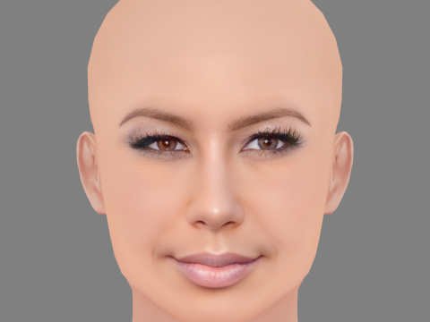 Голова янтарной розы - без волос - низкополигональная голова для игры 3D Модель