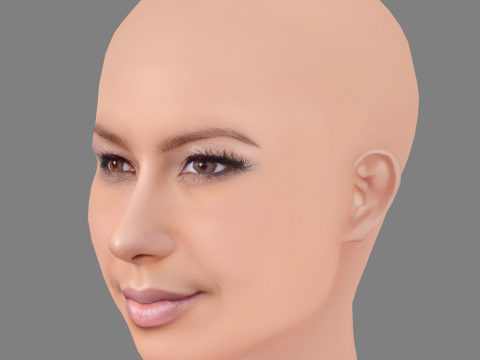 Голова янтарной розы - без волос - низкополигональная голова для игры 3D Модель