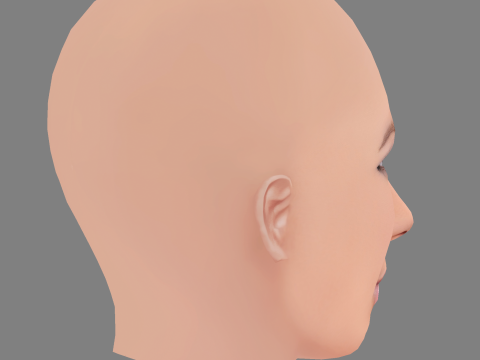 Голова янтарной розы - без волос - низкополигональная голова для игры 3D Модель