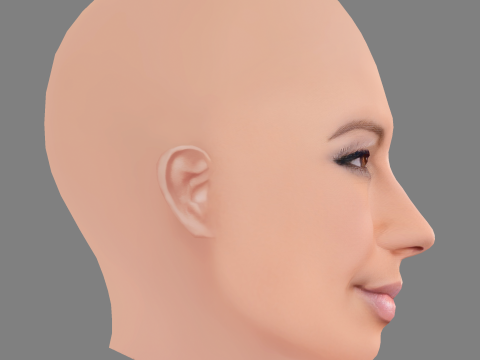 Голова янтарной розы - без волос - низкополигональная голова для игры 3D Модель