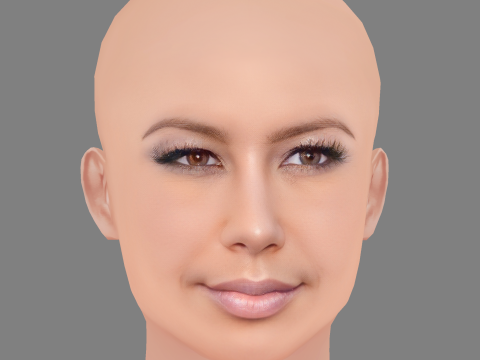 Голова янтарной розы - без волос - низкополигональная голова для игры 3D Модель