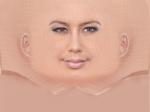 Голова янтарной розы - без волос - низкополигональная голова для игры 3D Модель