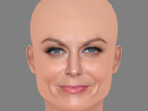 Cabeça de Amy Poehler - Sem cabelo - Cabeça baixa poli para jogo Modelo 3D