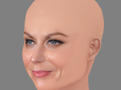Cabeça de Amy Poehler - Sem cabelo - Cabeça baixa poli para jogo Modelo 3D