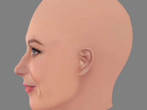 Cabeça de Amy Poehler - Sem cabelo - Cabeça baixa poli para jogo Modelo 3D
