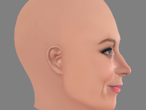 Cabeça de Amy Poehler - Sem cabelo - Cabeça baixa poli para jogo Modelo 3D
