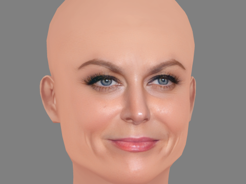 Cabeça de Amy Poehler - Sem cabelo - Cabeça baixa poli para jogo Modelo 3D