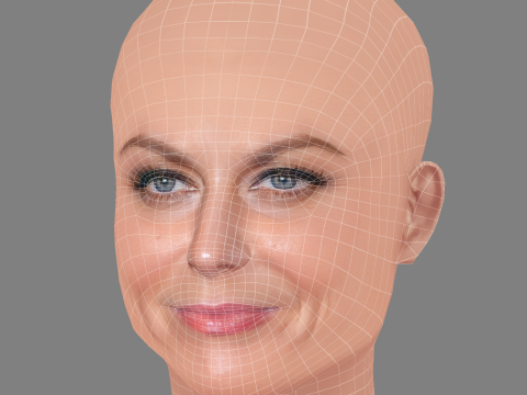 Cabeça de Amy Poehler - Sem cabelo - Cabeça baixa poli para jogo Modelo 3D