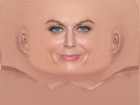 Cabeça de Amy Poehler - Sem cabelo - Cabeça baixa poli para jogo Modelo 3D