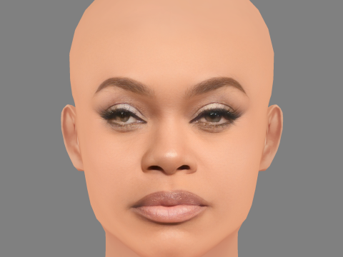 Andra Day Head - No Hair - Low poly head for game 3D Model