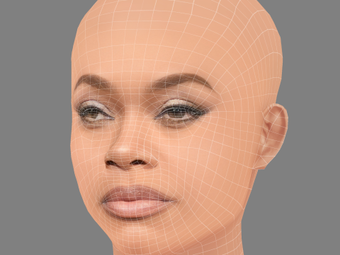 Andra Day Head - No Hair - Low poly head for game 3D Model