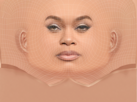 Andra Day Head - No Hair - Low poly head for game 3D Model