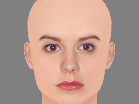 Cabeza de Anna Paquin - Sin pelo - Cabeza de baja poli para juego Modelo 3D