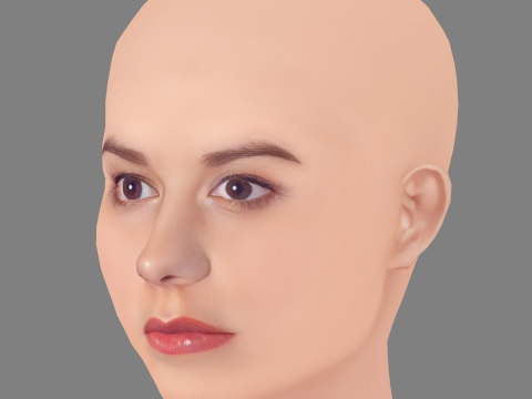 Cabeza de Anna Paquin - Sin pelo - Cabeza de baja poli para juego Modelo 3D