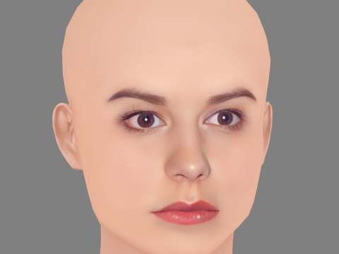 Cabeza de Anna Paquin - Sin pelo - Cabeza de baja poli para juego Modelo 3D