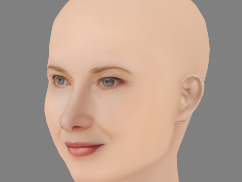 Annette O Toole Head - No Hair - Low poly head for game 3D Model