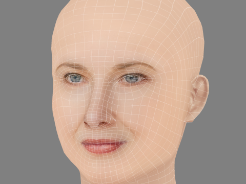 Annette O Toole Head - No Hair - Low poly head for game 3D Model