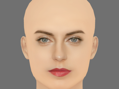 Antje Traue Head - Saçsız - Oyun için düşük poli kafa 3D Model