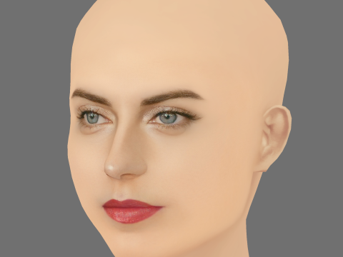 Antje Traue Head - Saçsız - Oyun için düşük poli kafa 3D Model